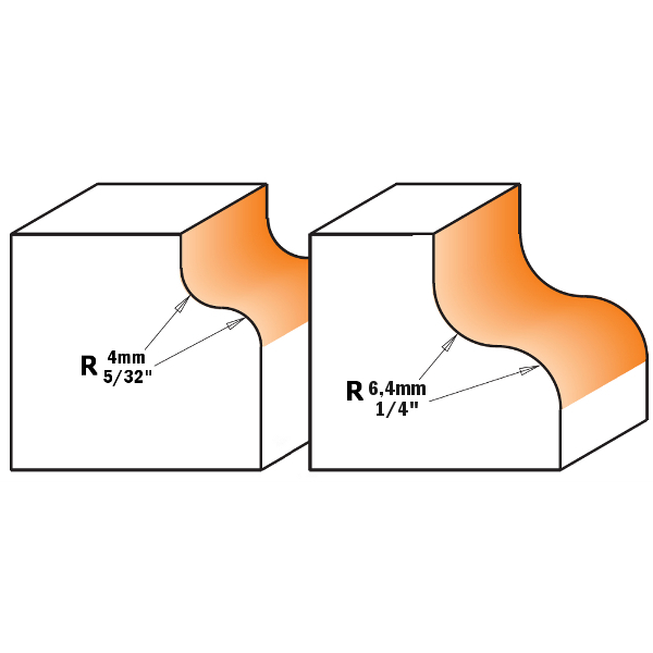 Profilová fréza s ložiskem R=6,4 D=38,1 I=18 S=12