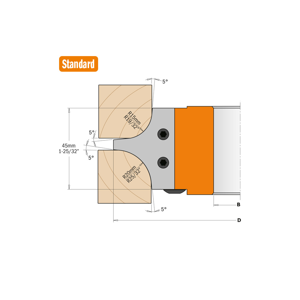 CMT Zaoblovací frézovací hlava konvex-konkáv - D=136 I=34,8 F=50 RPM=5600-9300
