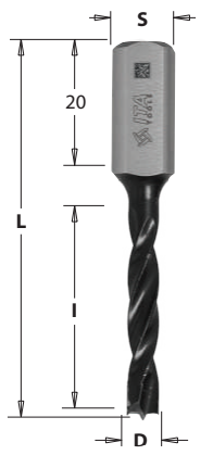 Vrták kolíkovací neprůchozí (D=10; I=30; L=57,5; S=10x20) LH