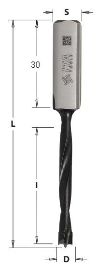 Vrták kolíkovací neprůchozí (D=12; l=44; L=77; S=10x30) LH