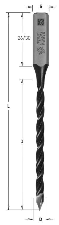 Vrták kolíkovací průchozí (D=8; l=70; L=115; S=10x30) RH
