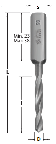 Vrták kolíkovací neprůchozí (D=10; l=22; L=57,5; S=10x25) LH