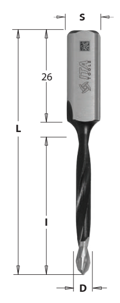 Vrták kolíkovací průchozí (D=10; l=35; L=70; S=10x26) LH