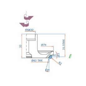 HM Rádiusové frézovací hlava pro olepovací stroje (D=69mm; l=15mm; F=16mm) LH
