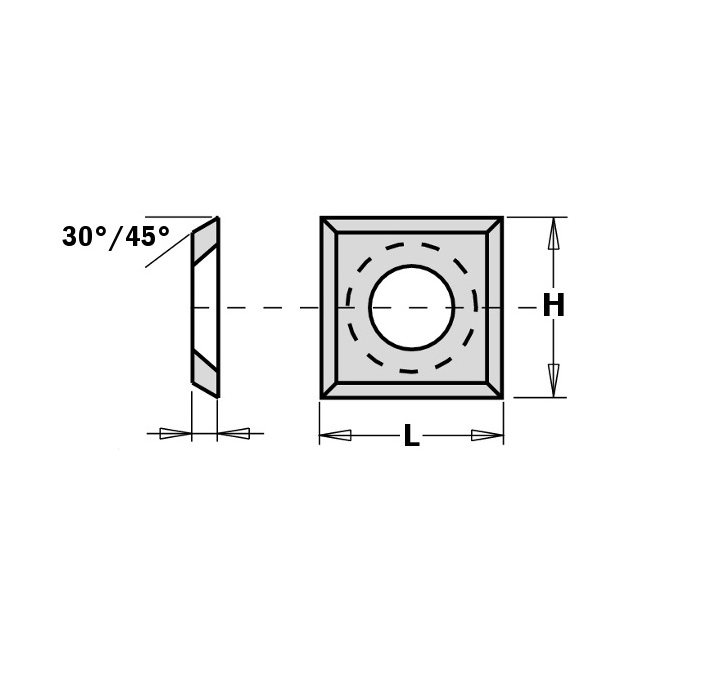 Výměnný nůž HW - 14,3x14,3x2,5mm HC20 d=6,3 <35