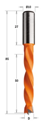 Kolíkovací vrták neprůchozí (D=8 mm; I=50 mm; L=85 mm; Z2) LH