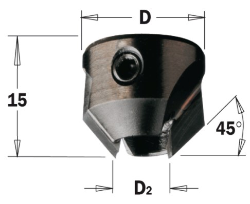 Záhlubník pro upnutí na dříku (D=3,5 mm; D1=16 mm; Z2) RH