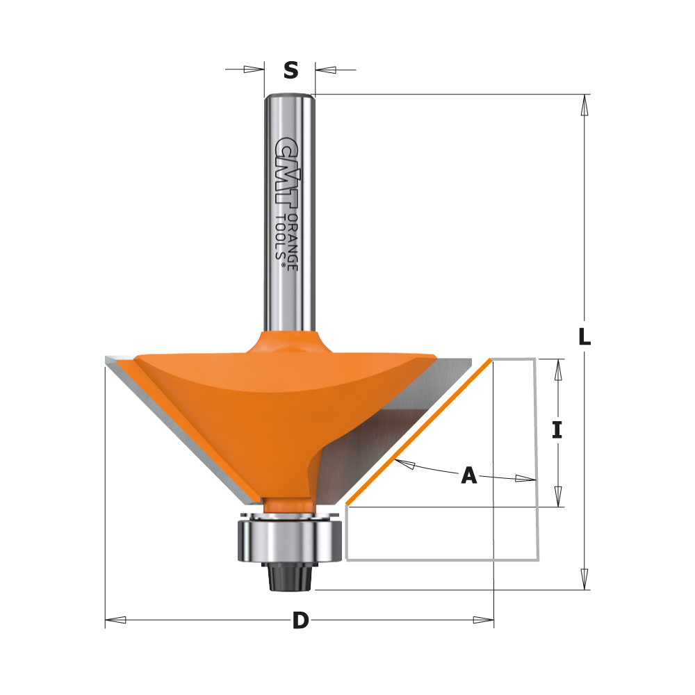 CMT - Fazetová fréza (D=22,2; l=10; L=54,9; a25°; S=8; Z2; RH)