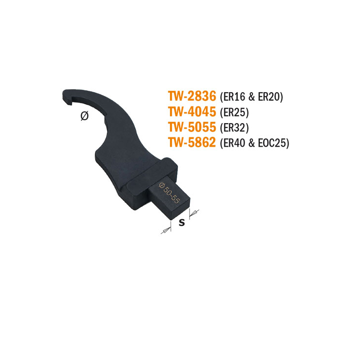 Hákový klíč pro matice - ER16 a ER20, D28-36 mm, S=14x18 mm
