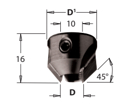 Záhlubníky pro kolíkovací vrtáky HW (D=5-10mm; D1=20mm) RH