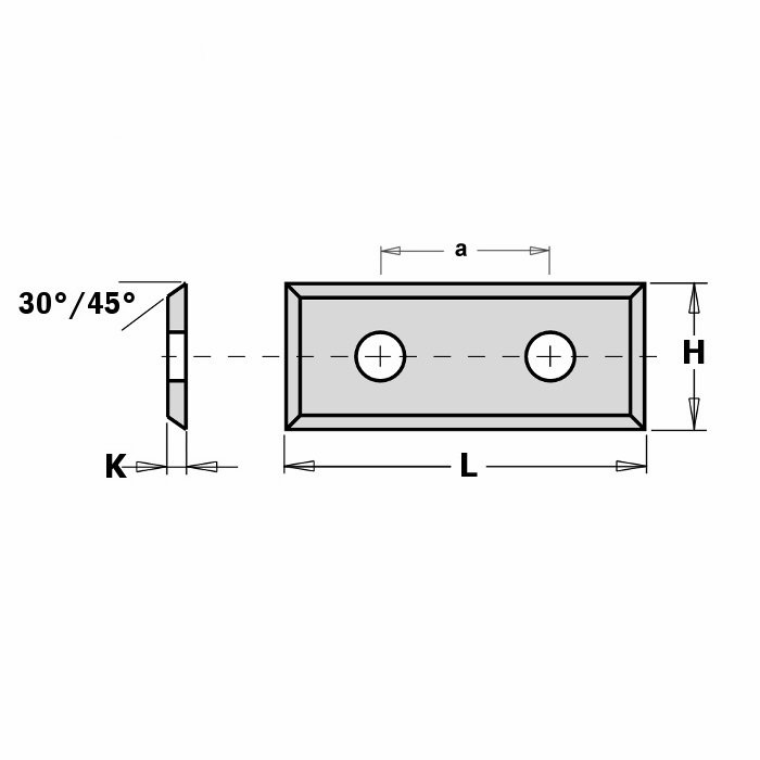 Výměnný nůž  HW - 39,5x9,0x1,5mm KCR08 a=26,0 <35