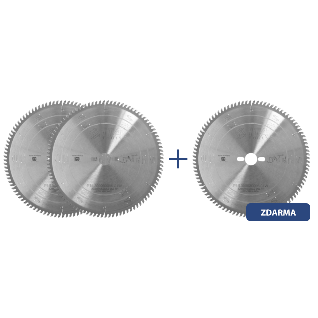 ITA - Sada pilových kotoučů na lamino a dřevotřísku 2+1 (D=300; F=30; PH=03; Z=96; K=3,2; P=2,2; FZ/TR KCR05+)