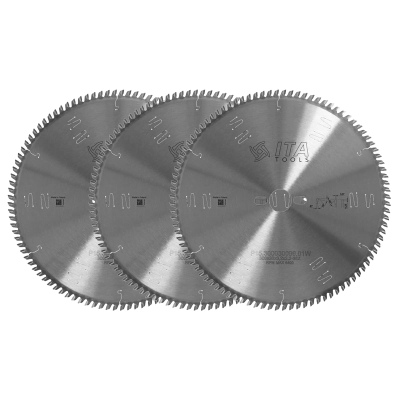 Sada 3 pilových kotoučů ITA P15 300 × 30 × 3,2/2,2 mm Z96 pro formátovací pily (2+1 ZDARMA)