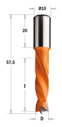 Kolíkovací vrták neprůchozí (D=5 mm; I=30 mm; L=57,5 mm; Z2) LH