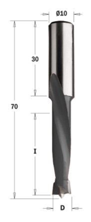 Kolíkovací vrták neprůchozí (D=7 mm; I=43 mm; L=70 mm; Z2) RH