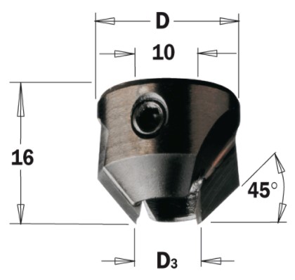 Záhlubník pro upnutí na stopce (D=5-10 mm; D1=20 mm; Z2) RH
